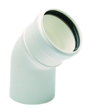 Koleno 45° bílý plast