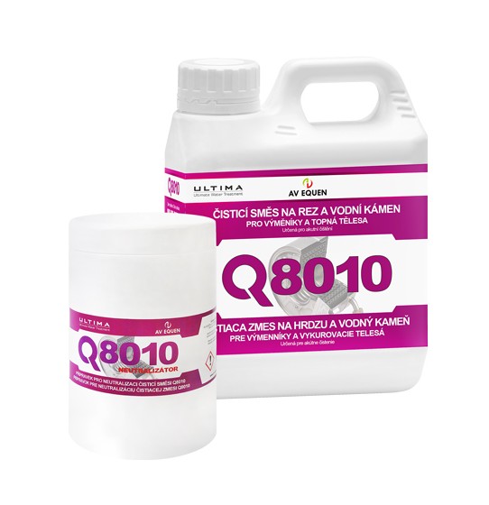 Čisticí směs Q8010 na rez a vodní kámen pro výměníky a topná tělesa 1l (5-10% objemu čisticí směsi)